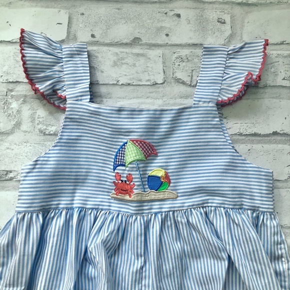 PETIT BEBE | Beach Romper Blue Stripe 24M - Picture 2 of 5